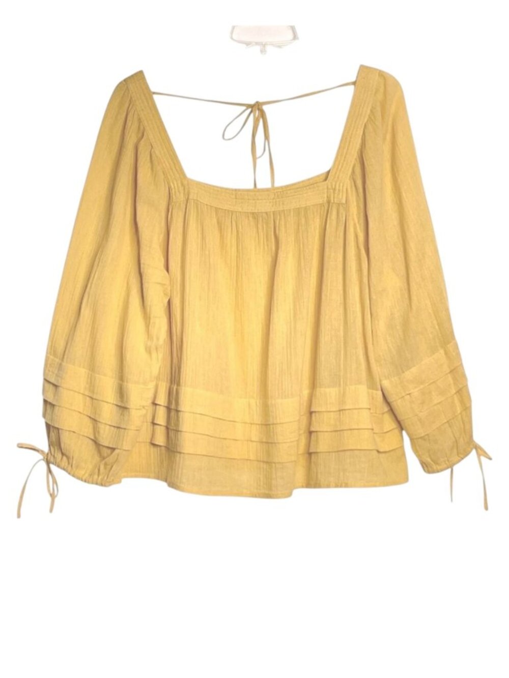 O’Neill NWT Maris Peasant Top Cotton Square Neck Open Back Gold XL
